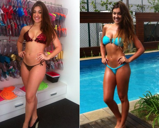 Lilian antes e depois: a bailarina perdeu 10kg para ser miss (Foto: Arquivo Pessoal)