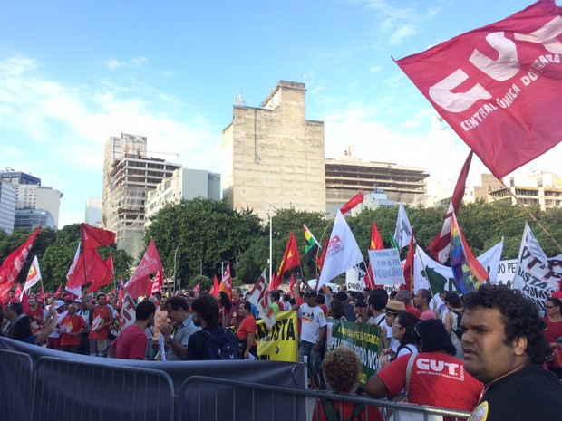 Ato unificado na Lapa (Foto: Káthia Mello / G1)