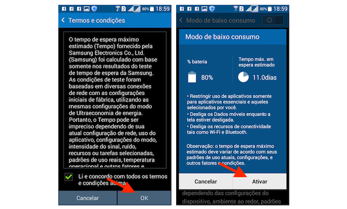 Ativando o modo de economia de bateria do Galaxy Gran Prime Duos (Foto: Reprodução/Marvin Costa)