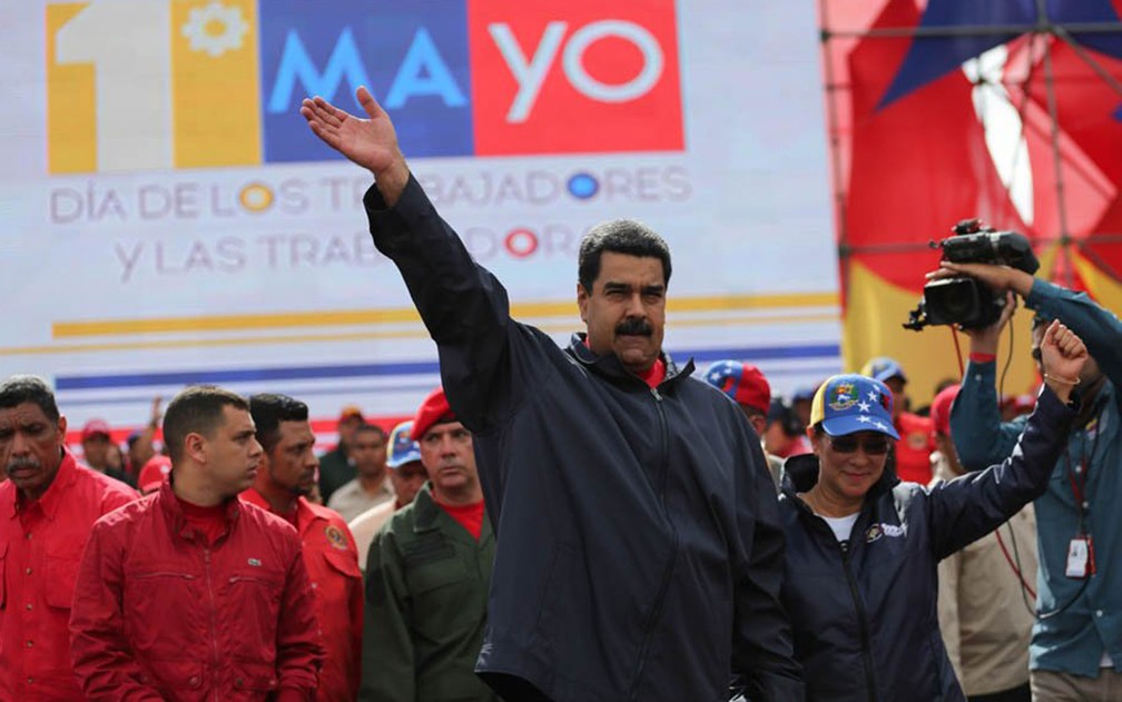 O presidente da Venezuela, Nicolás Maduro, durante comemorações do dia 1º de maio em Caracas (Foto: Reprodução/Twitter/Prensa Presidencial‏)