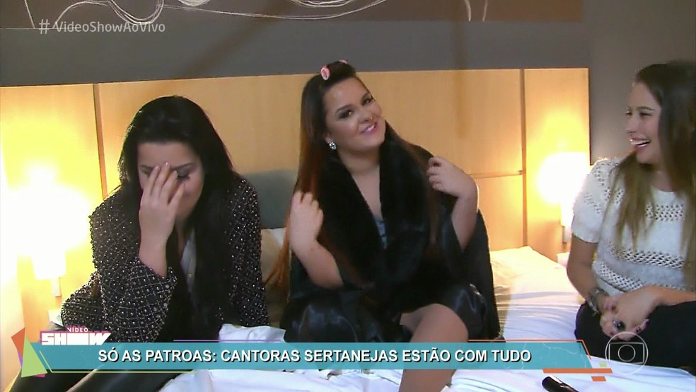 Maiara, da dupla com Maraisa, se queixa da falta de coragem dos rapazes: 'Chega ni mim, moço' (Foto: TV Globo)
