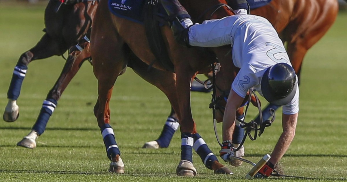 G Pr Ncipe Harry Cai De Cavalo Durante Partida De Polo Na Frica Do