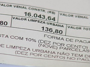 Cobrança é maior que valor do IPTU (Foto: Reprodução / TV TEM) Cobrança é maior que valor do IPTU (Foto: Reprodução / TV TEM)