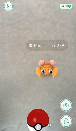 Pokémon aparece e jogador pode caçá-lo com a pokebola (Foto: Reprodução)
