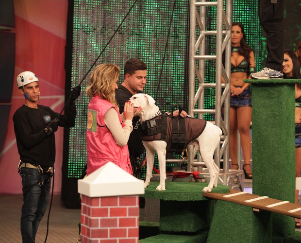 Giovanna Ewbank e Johnny na final do Cachorrada VIP (Foto: Domingão do Faustão / TV Globo)