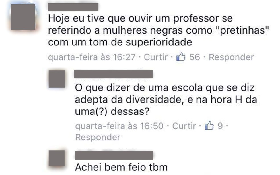 Alunos da FGV denunciam racismo na universidade (Foto: Reprodução/Facebook)