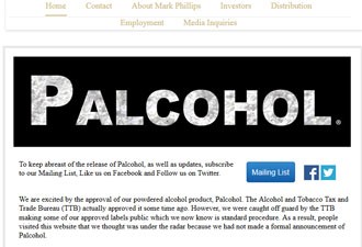 Página do 'Palcohol' ainda não traz imagens do produto (Foto: Reprodução)