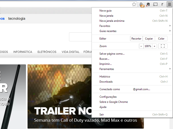 Acesse o menu do Chrome (Foto: Thiago Barros/Reprodução)