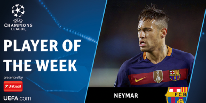 Neymar jogador semana Uefa (Foto: ReproduÃƒÂ§ÃƒÂ£o/Twitter)