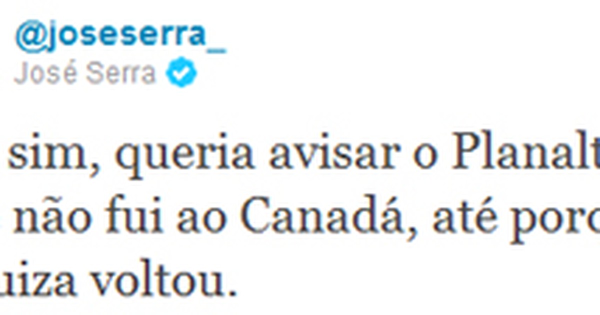 G1 Piada no twitter do Planalto não é motivo para demissão, diz Serra