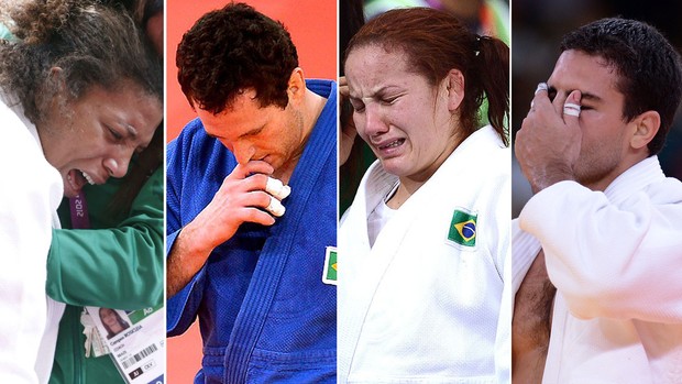 Leandro Guilheiro, Tiago Camilo, Rafaela Silva e Maria Portela montagem judô londres 2012 olimpiadas (Foto: Editoria de Arte/Globoesporte.com)