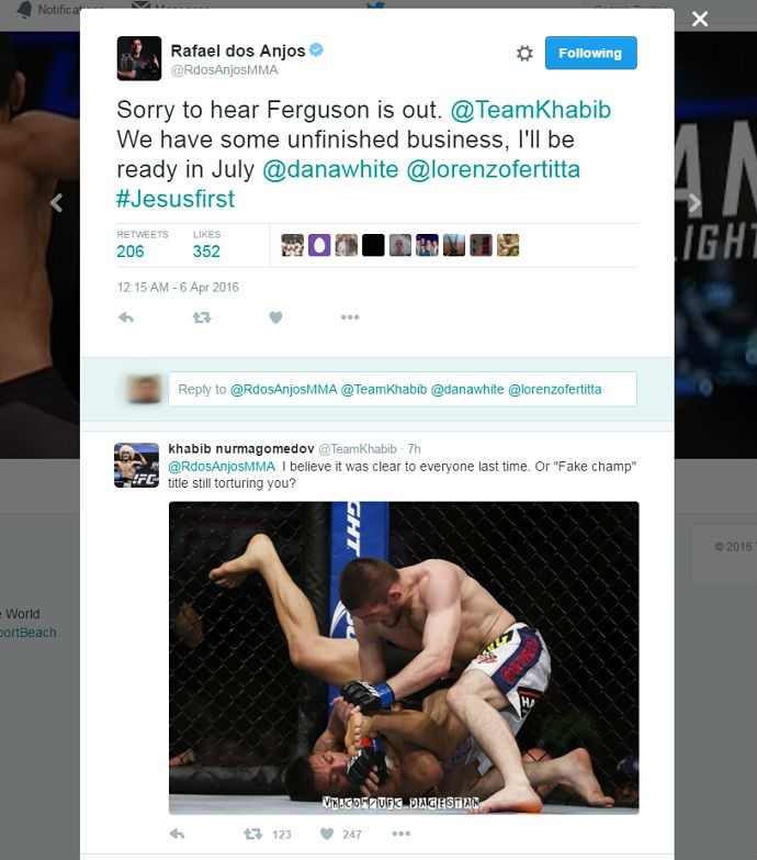 Com Ferguson lesionado, Dos Anjos avisa Khabib: Estarei pronto em