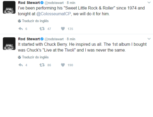 Rod Stewart homenageia Chuck Berry (Foto: Reprodução/Twitter)