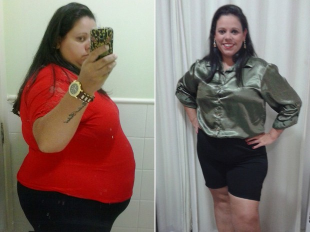 Roberta, de 33 anos, passou de 165 kg para 100 kg em um ano com mudança alimentar (Foto: Roberta Penha da Rosa/Arquivo pessoal) Roberta, de 33 anos, passou de 165 kg para 100 kg em um ano com mudança alimentar (Foto: Roberta Penha da Rosa/Arquivo pessoal)