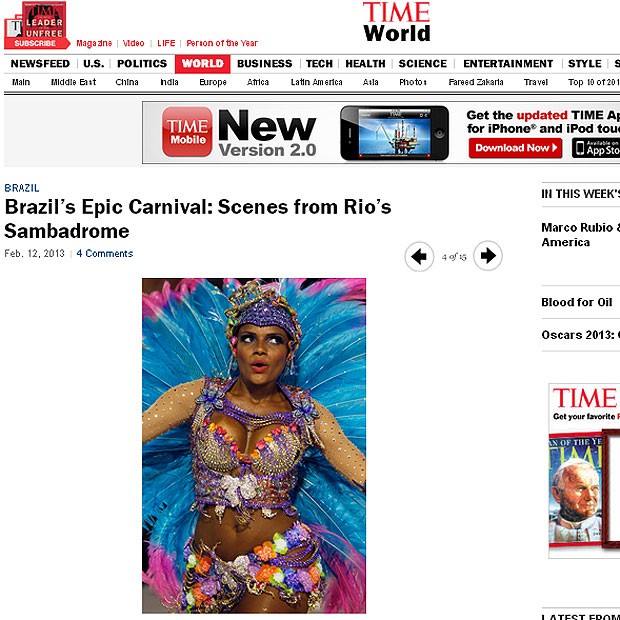 Quitéria Chagas na "Time" (Foto: Reprodução) Quitéria Chagas na "Time" (Foto: Reprodução)