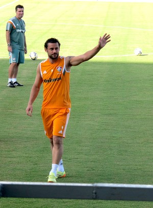 Fred no treino do Fluminense em Natal (Foto: Richard Souza)