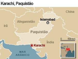 Mapa Karachi Paquistão Islamabad (Foto: Arte/G1)