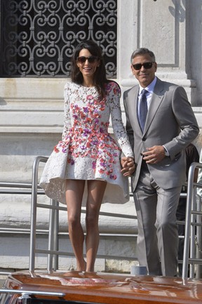 George Clooney e Amal Alamuddin em Veneza (Foto: AFP)