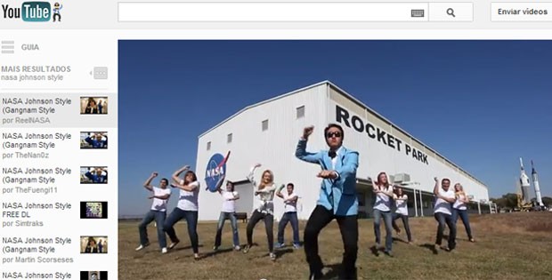 Estudantes e funcionários do Centro Espacial Johnson, no Texas, participam de vídeo que faz paródia da canção "Gagnam Style", do cantor Psy (Foto: Reprodução/YouTube)