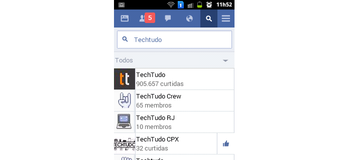 Recurso de pesquisa do Facebook Lite (Foto: Reprodução/Raquel Freire)