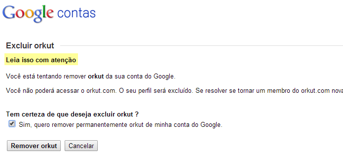 Excluindo seu perfil do Orkut (Foto: Reprodução/Helito Bijora)