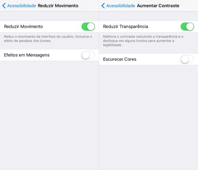 Desative os efeitos visuais do iPhone (Foto: Reprodução/Helito Bijora)