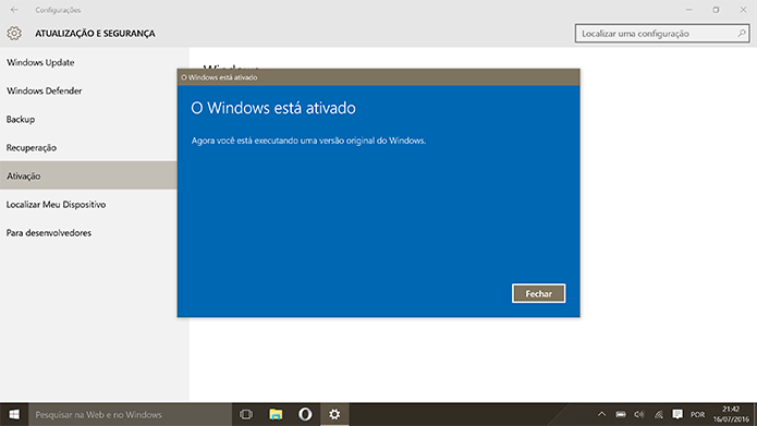 Windows 10 Pro estará ativado sem a necessidade de instalação limpa (Foto: Reprodução/Elson de Souza)
