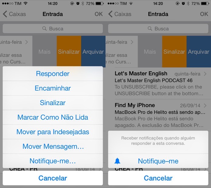 Ativando notificações para uma mensagem importante (Foto: Reprodução/Helito Bijora)