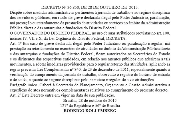 Decreto autoriza corte de pontos de servidores de categorias que tiveram greve decretada ilegal (Foto: Reprodução)