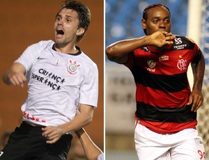 Paulo André do Corinthians e Vagner Love do Flamengo (Foto: Montagem sobre foto da Agência Estado)