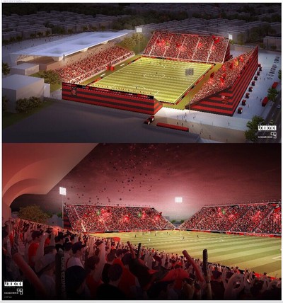 Projeto da arquibancada do Estádio Luso-Brasileiro, onde o Flamengo mandará seus jogos (Foto: Reprodução)