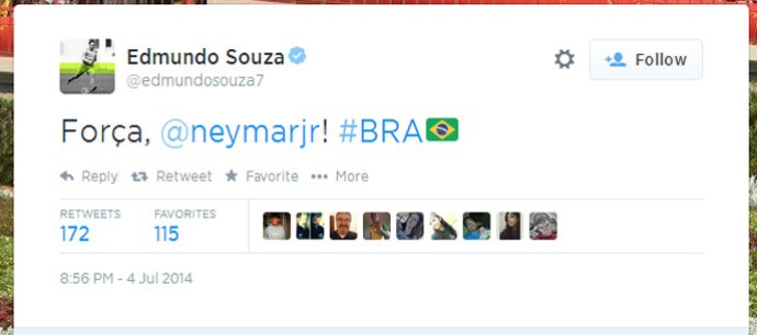 Twitter - Edmundo manda força a NEymar (Foto: Reprodução / Twitter)