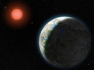 Imagem artística mostra como seria o exoplaneta Gliese 581g. (Foto: Lynette Cook / Nasa)