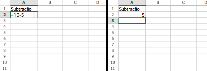 Fazendo uma subtração simples no Excel (Foto: Reprodução/Edivaldo Brito)