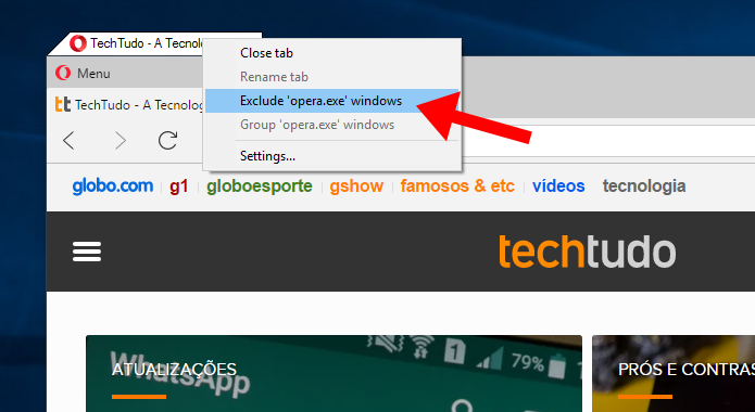 Desabilite o Tidy Tabs para programas individualmente (Foto: Reprodução/Paulo Alves)
