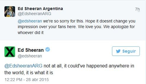 Ed Sheeran tem celular roubado na Argentina (Foto: Instagram / Reprodução)