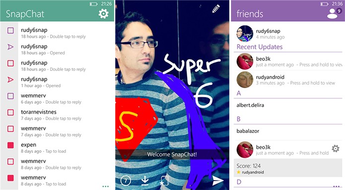 6snap é um cliente do Snapchat para Windows Phone com suporte a conversas por textos, fotos e vídeos (Foto: Divulgação/Windows Phone Store)