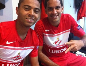 Rafael Carioca e Rômulo no vestiário do Spartak (Foto: Divulgação)