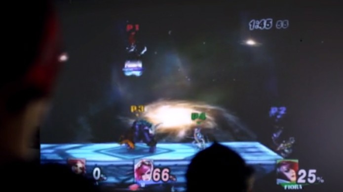 Fiore e Vi aparecem em Super Smash Bros. Brawl mas em uma imagem embaçada demais para vê-las (Foto: Reprodução/Kotaku)