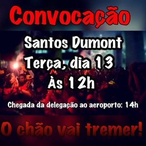 Convocação para torcedores irem ao aeroporto na próxima terça-feira (Foto: Reprodução Facebook "Apoio no aeroporto Fla x Palmeiras")