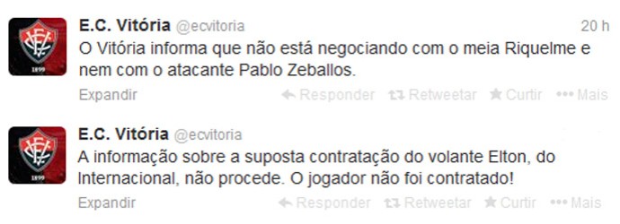 Vitória Twitter negociações (Foto: Reprodução / Twitter)