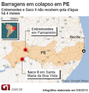 Situação das barragens em Pernambuco (Foto: Arte: G1)