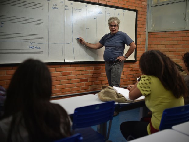 Professor dá aula na Escola de Música de Brasília (Foto: Andre Borges/Agência Brasília)