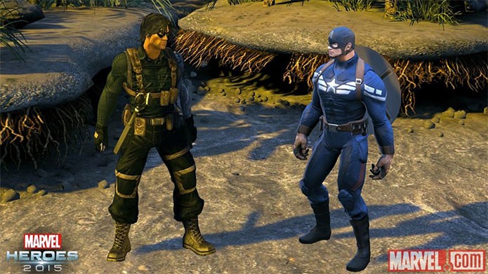 Soldado Invernal ao lado do Capitão América em Marvel Heroes (Foto: Divulgação)