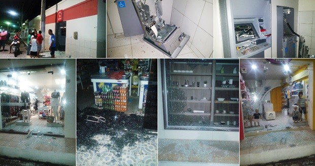 Além da agência do Bradesco, criminosos tambpem atacaram e saquearam pelo menos cinco lojas da cidade (Foto: Francisco Coelho/Focoelho.com)