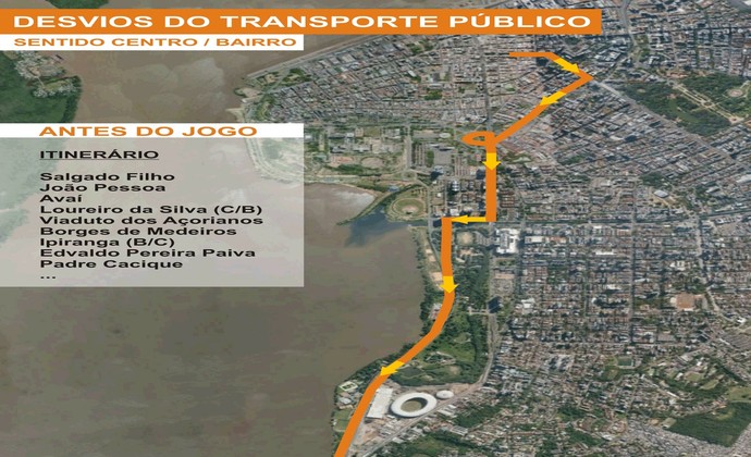 Mapa Gre-Nal transporte público (Foto: Divulgação/PMPA)