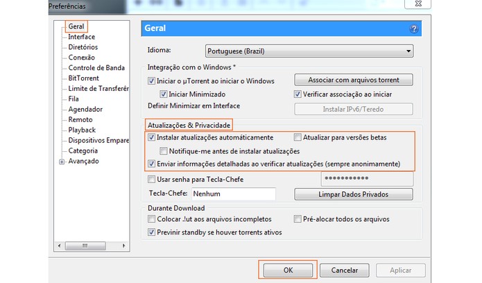 Ajuste para atualizar de forma automática ou exibir notificações (Foto: Reprodução/Barbara Mannara)