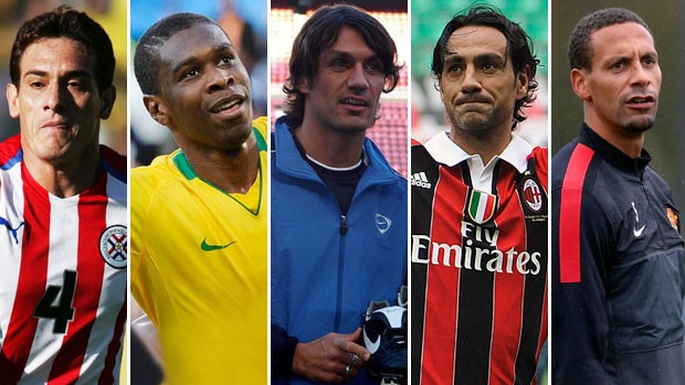montagem Top 5 - Gamarra, Juan, Maldini, Nesta e Rio Ferdinand (Foto: Editoria de arte / Globoesporte.com)