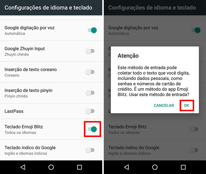 Ative o teclado do app Emoji Blitz (Foto: Reprodução/Paulo Alves)