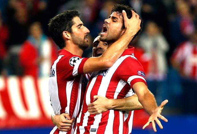 Diego Costa comemoração Atlético de Madrid contra Austria Vienna Liga dos Campeões (Foto: Reuters)